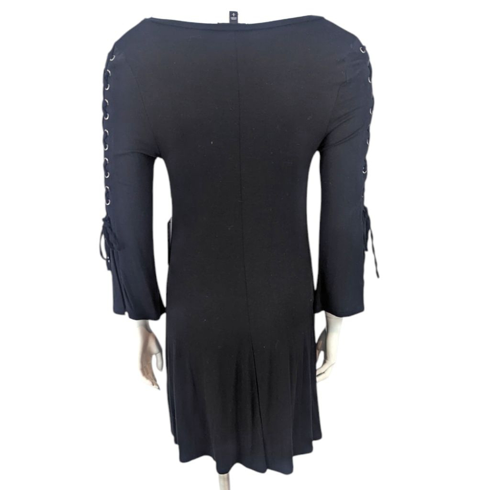 Express Long Sleeve Knit Dress NEW Women's Small Black Corset Tie Arm - Picture 10 of 10